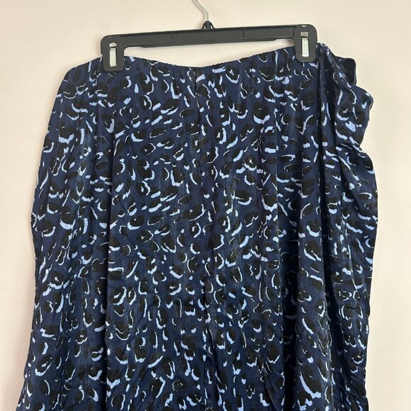 Eloquii Elements Skirt Womens 22 Plus Blue Animal Print Ruffle Midi - Picture 7 of 8